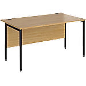 Rectangular Straight Desk Oak Wood H-Frame Legs Black Maestro 25 1400 x 800 x 725mm
