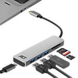 Port USB C + lecteur de carte ACT AC7050 Gris