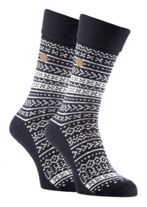 Farah - 2 Pack Mens Deep & Vintage 1920 Winter Warm Wool Mix Walking Dress Boot Socks - 6-11 UK, Navy & White