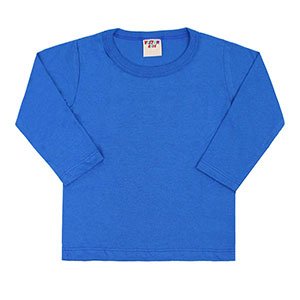 Camiseta Infantil Masculina Manga Longa Meia Malha Azul (4/6/8) - Viston - Tamanho 8 - Azul