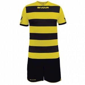 Koszulka rugby Givova z krótkim zestawem czarno-żółtym