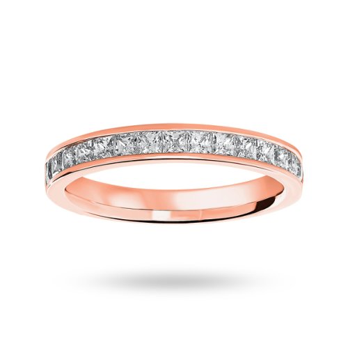 Goldsmiths - 18 carat rose gold 0.75 carat princess cut half eternity ring - ring size k