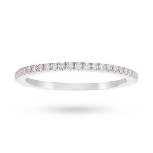 9ct White Gold Claw Set Skinny 0.15ct Diamond Ring - Ring Size Q