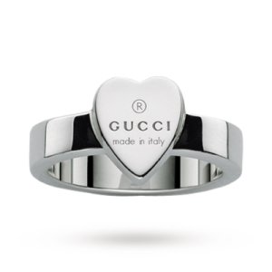 Gucci Trademark Silver Heart Ring - Ring Size J