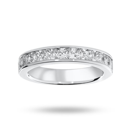 Goldsmiths - Platinum 1.50 carat princess cut half eternity ring - ring size k