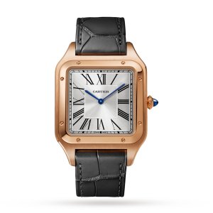 Cartier - Santos-dumont watch xl model, rose gold, leather strap