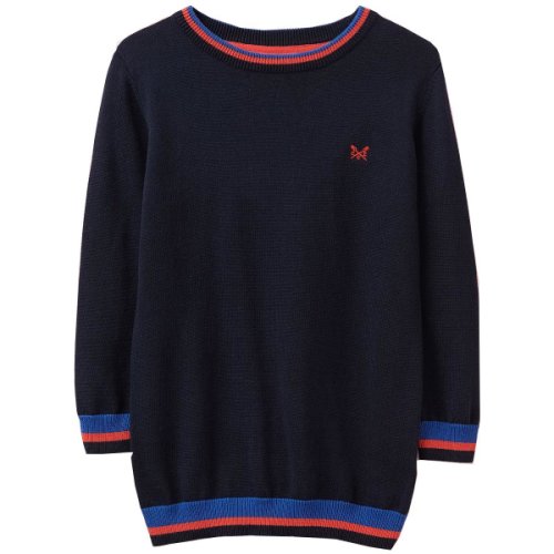 Crew Clothing Boys Foxley Crew Neck Tipped Jumper Patriot Blue 7-8