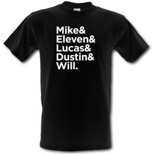 Mike & Eleven & Lucas & Dustin & Will male t-shirt.