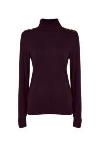 Berry Stud Polo Neck Jumper, Berry