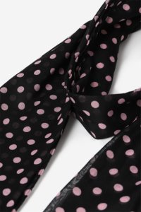 Wallis - Black polka dot print scarf, black