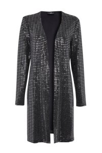 Wallis - Black shimmer sequin jacket, black