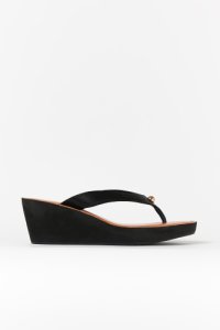 Black Wedge Heel Sandal, Black