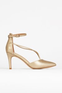 Wallis - Gold ankle strap pointed shoe, gold