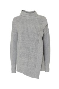 Grey Cable Knit Wrap Jumper, Grey