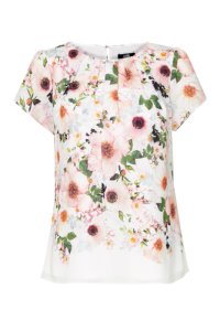 Ivory Floral Print Shell Top, Ivory