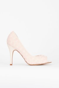 Wallis - **pale pink textile covered court shoe, pale pink