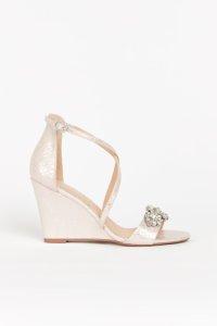 Wallis - **pink embellished wedge sandals, pink