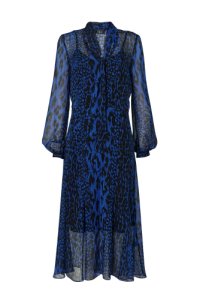 **Tall Blue Animal Print Midi Dress, Blue