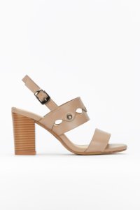 Wallis - Tan block heel studded sandal, tan