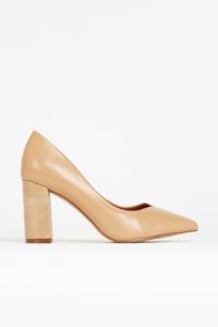 **Wide Fit Nude Pointed Court Shoe, Brown