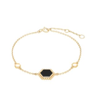 Gemondo - Black onyx flat slice bracelet in gold plated sterling silver