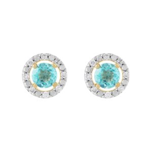 Classic Round Apatite Stud Earrings with Detachable Diamond Round Earrings Jacket Set in 9ct Yellow Gold