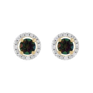 Classic Round Mystic Topaz Stud Earrings with Detachable Diamond Round Earrings Jacket Set in 9ct Yellow Gold