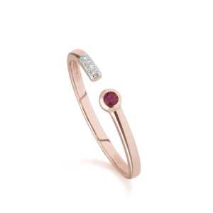 Gemondo - Contemporary ruby & diamond open ring in 9ct rose gold