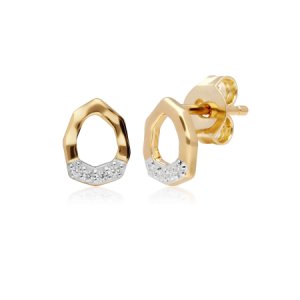 Gemondo - Diamond asymmetrical stud earrings in 9ct yellow gold