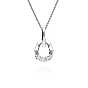 Gemondo - Diamond pave asymmetrical pendant in 9ct white gold