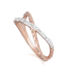 Gemondo - Diamond pavé crossover ring in 9ct rose gold