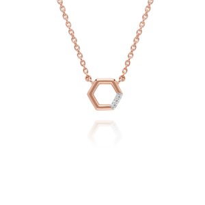 Gemondo - Diamond pave hexagon necklace in 9ct rose gold
