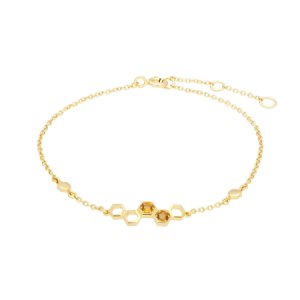 Honeycomb Inspired Citrine Link Bracelet in 9ct Yellow Gold