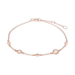 Gemondo - Honeycomb inspired clear sapphire link bracelet in 9ct rose gold