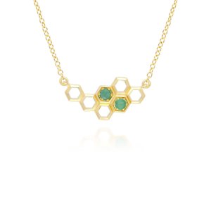 Gemondo - Honeycomb inspired emerald link necklace in 9ct yellow gold