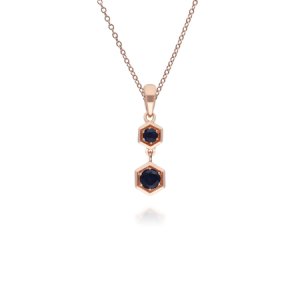 Honeycomb Inspired Sapphire Pendant Necklace in 9ct Rose Gold