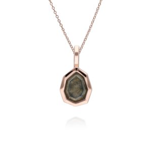 Gemondo - Irregular b gem labradorite pendant in rose gold plated sterling silver