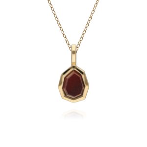 Gemondo - Irregular b gem red jasper pendant in gold plated sterling silver