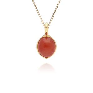 Gemondo - Irregular collection dyed red jade & diamond pendant in gold plated sterling silver