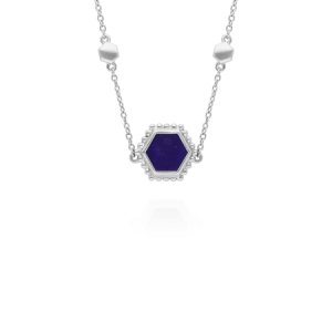 Gemondo - Lapis lazuli flat slice hex necklace in sterling silver