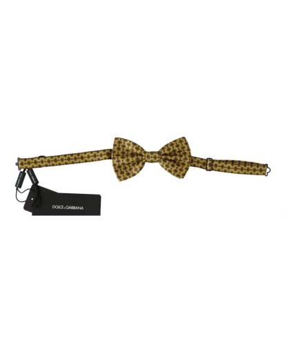Dolce & Gabbana Mannen geel gedessineerde zijde verstelbare hals Papillon Strik