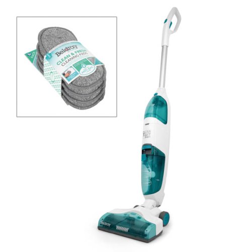 Beldray Clean & Dry Cordless All-In-One Hard Floor Cleaner with Pack of 4 Anti Bac Cleaning Pads