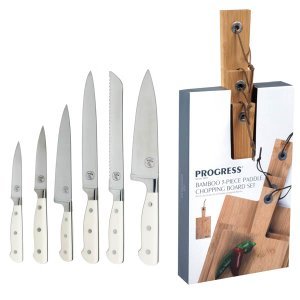 Broggi 6-Piece Knife Set with 3-Piece Paddle Chopping Board Set