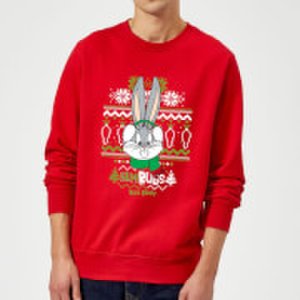Looney Tunes Bugs Bunny Knit Christmas Sweatshirt - Red - S - Red