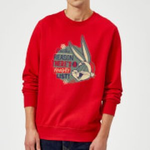 Looney Tunes I'm The Reason There Is A Naughty List Christmas Sweatshirt - Red - S - Red