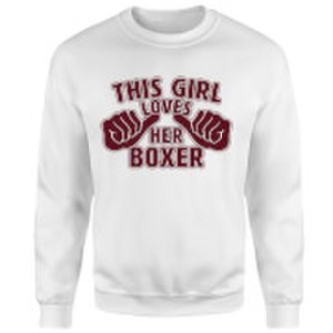This Girl Loves Her Boxer Sweatshirt - White - M - White