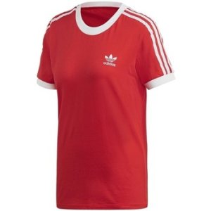 adidas  3 Stripes Tee  women's T shirt in Red