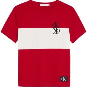 Calvin Klein Jeans  IB0IB000386 COLOUR BLOCK  boys's Children's T shirt in Red