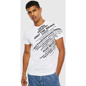 Diesel  00SEGB 0091A  men's T shirt in White. Sizes available:UK XS