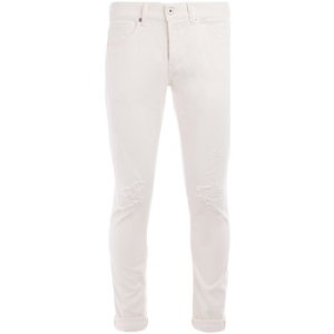 Dondup  George model jeans in white stretch cotton with rips  men's  in White